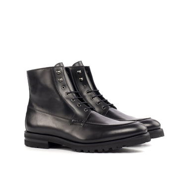 DapperFam Ryker in Black Men's Italian Leather Moc Boot in Black #color_ Black