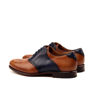 DapperFam Fabrizio in Med Brown / Navy Men's Italian Leather Saddle in #color_