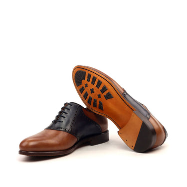 DapperFam Fabrizio in Med Brown / Navy Men's Italian Leather Saddle in #color_