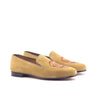 DapperFam Enzo in Camel / Olive Men's Suede & Italian Full Grain Leather Slipper in Camel / Olive