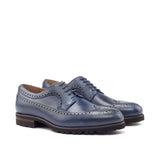 DapperFam Zephyr in Navy Men's Italian Leather & Italian Full Grain Leather Longwing Blucher