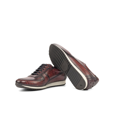 DapperFam Cesare in Burgundy / Aubergine Men's Hand-Painted Patina Trainer in #color_