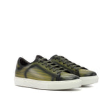 DapperFam Rivale in Khaki Men's Hand-Painted Patina Trainer in Khaki D - Standard Width