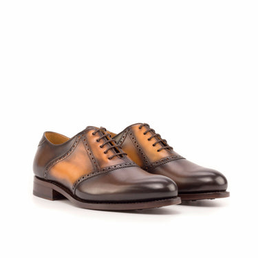 DapperFam Fabrizio in Cognac / Dark Brown Men's Italian Leather Saddle in Cognac / Dark Brown