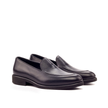 DapperFam Luciano in Black Men's Italian Full Grain Leather & Italian Pebble Grain Leather Loafer in Black