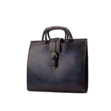 DapperFam Luxe Men's Brief Case in Burgundy Painted Calf