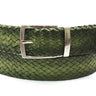 Paul Parkman Men's Woven Leather Belt in Green