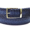 Paul Parkman Men's Woven Leather Belt in Navy