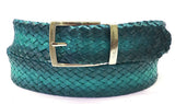 Paul Parkman Men's Woven Leather Belt in Turquoise