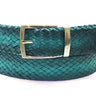 Paul Parkman Men's Woven Leather Belt in Turquoise